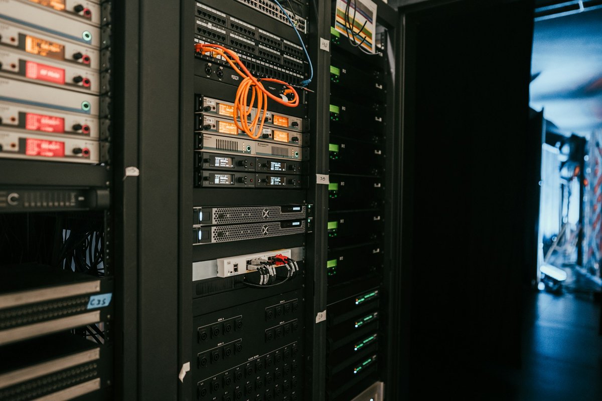Server racks in a server room