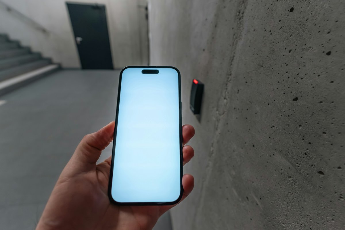 Phone used at a security-door reader
