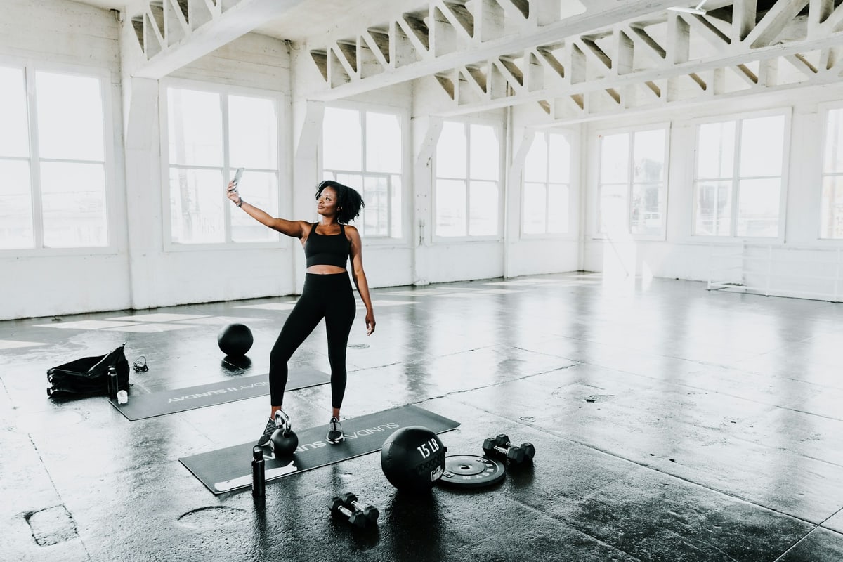 A woman exercising in a gym